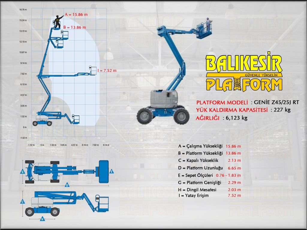 DZEL EKLEML PLATFORMLAR - 16 Metre Dizel Eklemli Platform