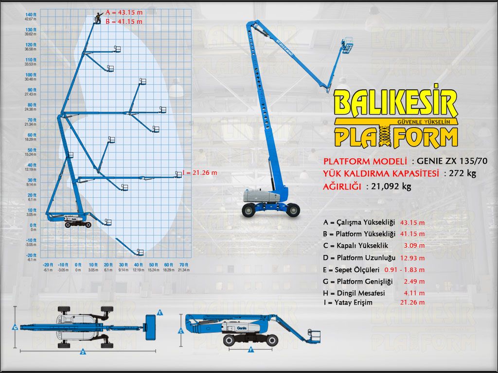 DZEL EKLEML PLATFORMLAR - 43 Metre Dizel Eklemli Platform